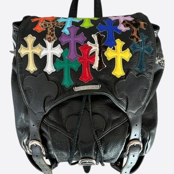 Chrome Hearts Black Multicolor Cross Patch Leather Gunslinger Backpack - Picture 1 of 7